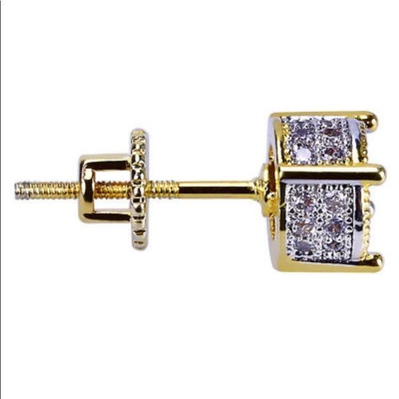 NEW Micro Pave Men's Diamond Earrings Screw Back - Picture 3 of 4